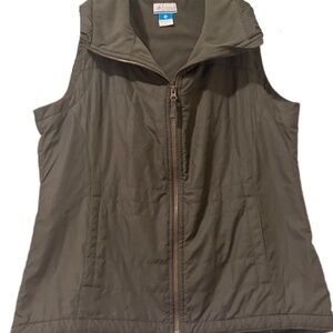 Columbia Women’s Fleece Lined Vest XL Olive Green Full Zip Lightweight Outdoor